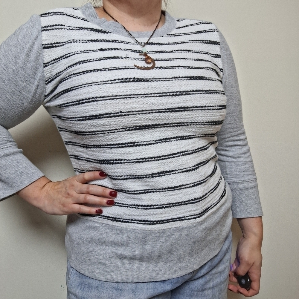 Lou & Grey Striped Textured Sweatshirt Sweater